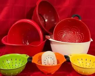 Collection of Plastic Bowls  Red