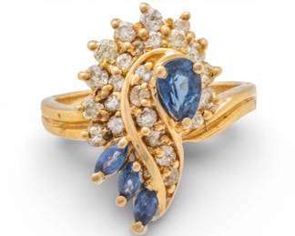 Lot 82
14k Yellow Gold, Diamond, and Sapphire Cluster Ring