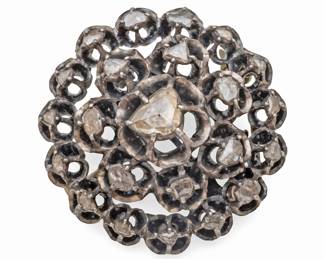 Lot 18
Rough Cut Diamonds, Edwardian Silver Circular Brooch 