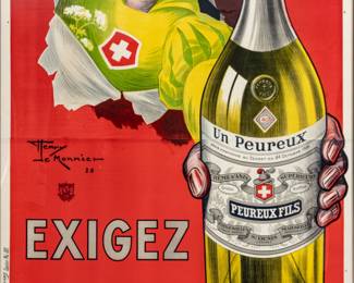 Lot 1005
Henry Le Monnier (French, 1893-1978) Lithographic Poster in Colors, Comprised of Two Sheets 1925, 'Exigez Un Peureux'