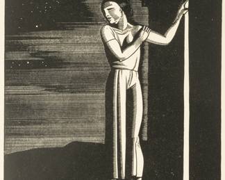 Lot 1019
Rockwell Kent (American, 1882-1971) Woodcut on Japon Paper 1933, 'Starry Night'