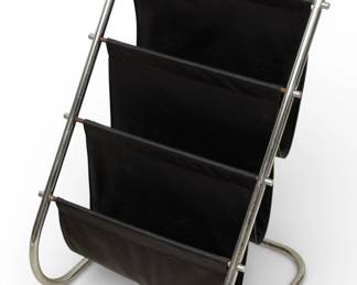 Lot 1049
Mid-Century Modern Chrome and Leatherette Magazine Stand