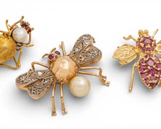 Lot 56
14k Gold Bug Brooches with Rubies