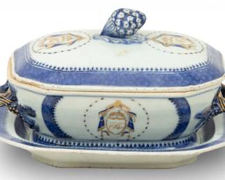 Lot 1098
Chinese Export Armorial Tureen, Lid, and Underplate, Ca. 18th.c
