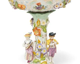 Lot 1096
Schumann Dresden Porcelain, Compote, Two Figures in Relief