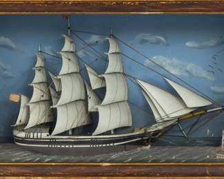 Lot 1075
American Three Mast Sailing Vessel Diorama