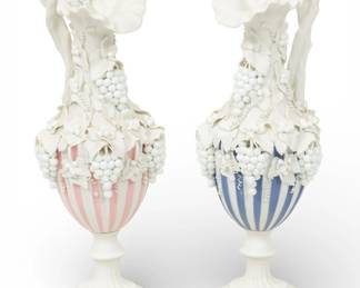 Lot 1085
Parian Bisque Ewers, Grape Bunches in Relief