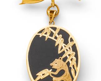 Lot 95
14k Yellow Gold and Onyx Panda Brooch