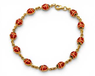 Lot 80
14k Yellow Gold and Enamel Lady Bug Bracelet