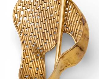 Lot 8
14K Gold Brooch with Rubies, Abstract Form