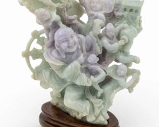 Lot 1039
Chinese Carved Lavender Jadeite Sculpture 20th C., 'Budai Surrounded by Children'