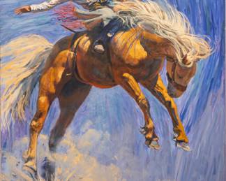 Lot 1024
Charles Schridde (American, 1926-2011) Oil on Canvas, 'Golden Bronco'