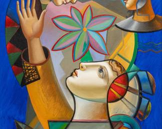 Lot 1030
Oleg Zhivetin (Uzbekistan, B. 1964) Oil on Canvas 'Calling Out'