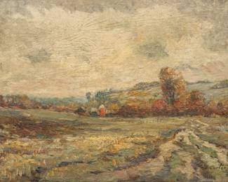 Lot 1035
Fernando a Carter (American, 1855-1931) Oil on Panel, Ca. 1900, 'Rural Landscape, Syracuse, NY'