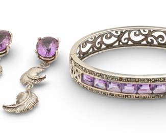 Lot 99
Sterling Silver and Amethyst Bracelet and Earrings