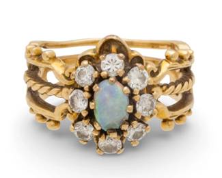 Lot 32
14k Yellow Gold, Opal, and Diamond Ring