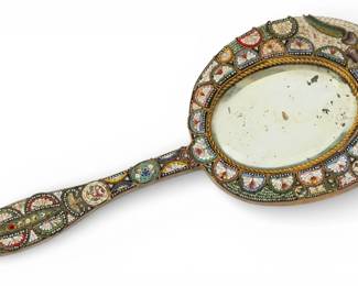 Lot 97
Italy, Micro Mosaic Stone Hand Mirror 1900