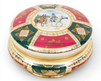 Lot 1091
JKW (Josef Kuba) Karlsbad (German) Porcelain Covered Dresser Box