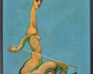 Lot 1017
Kip Kowalski (American/Detroit, B. 1955) Oil on Canvas, 2014, 'Let Us Filet'