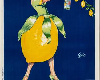 Lot 1004
Henry Jules Jean Geoffroy (French, 1853-1924) Lithographic Poster in Colors on Paper, Linen Backed, Ca. 1920, 'Spa Citron'