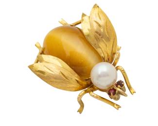 Lot 59
14k Gold Bug Brooch, Pearl
