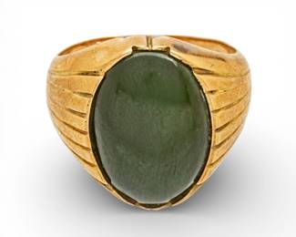 Lot 37
14k Gold Man's Ring, Nephrite Jade