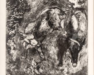 Lot 1018
Marc Chagall (French/Russian, 1887-1985) 'Les Deux Taureaux Une Grenouille'