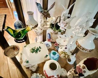 collectable glass birds, glass vases