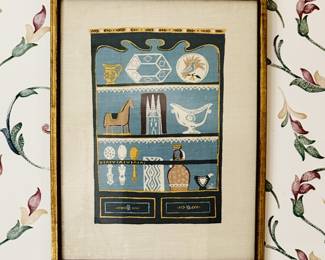 vintage framed textile screen print from Jobs Hadtryck, a renowned Swedish design studio in Leksand