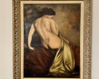 vintage painting of semi-nude female subject in the style of Academic Realism