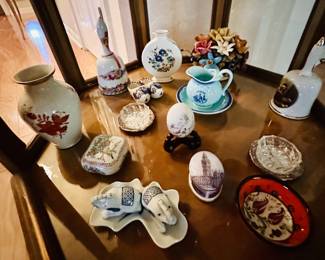 glass vases, glass jewelry (trinket) boxes