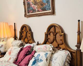 Mid century all wood headboard and king sized bed