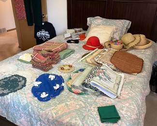 Queen bed and linens