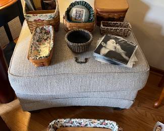 Longaberger baskets and ottoman