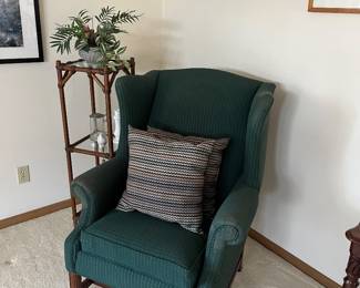 Ethan Allen wingback chair and bamboo stand