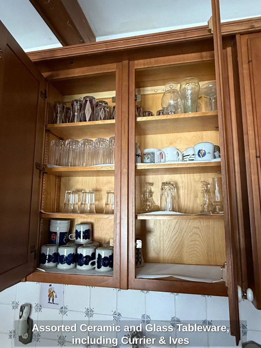 Assorted Ceramic and Glass Tableware, including Currier Ives