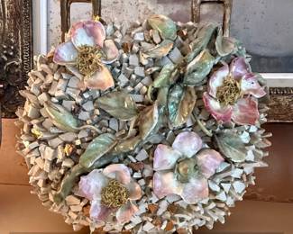 Capodimonte Style Ceramic Floral Mosaic Vase