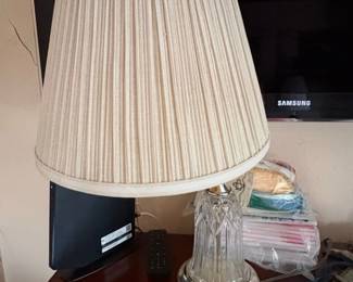 Waterford Crystal Table Lamp with Pleated Shade