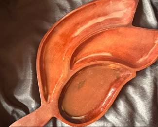 Vintage Caribcraft Solid Mahogany HandCarved LeafShaped Serving Tray second image