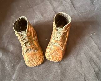 Vintage Bronzed Baby Shoes Sculpture