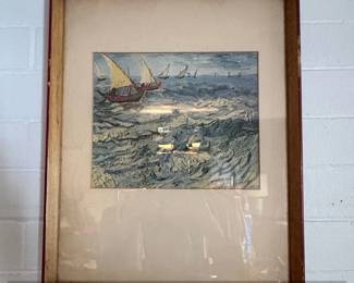 Seascape with Sailboats, Signed Vincent van Gogh