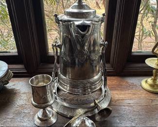 Reed Barton Gilt Coffee Urn with Ladle and Cup