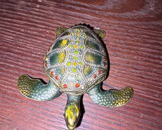 Enamel Jeweled Sea Turtle Trinket Box second image