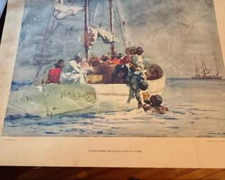 Sponge Fishing, Bahamas by Winslow Homer A. A. Colorprint