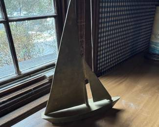 Vintage Brass Sailboat Sculpture third image