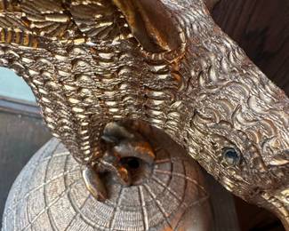 Vintage Brass Eagle on Globe Figurine second image