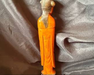 Chinese Carved Red Coral Figurine of a Woman second image