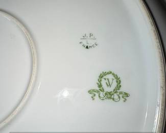 Vintage Jean Pouyat Limoges Porcelain Serving Platter with Floral Motif and Gilt Accents third image
