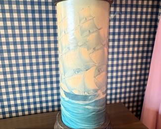 Vintage HandPainted Nautical Ship Ceramic Table Lamp second image