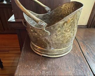 Hammered Brass Coal Scuttle with Craftsman HandMade England Mark